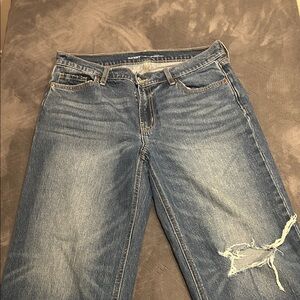 Old Navy Women's Blue Distressed Boyfriend Jeans